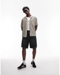 TOPMAN - Oversized Fit Button Through Jersey Shirt With Knit Stripe - Lyst