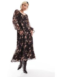 Miss Selfridge - Maxi Jurk Van Chiffon Met Korset - Lyst