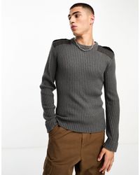 Collusion - Knitted Rib Crewneck With Utility Details - Lyst