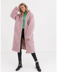 ASOS Lange Fleece-jas Met Patches - Roze
