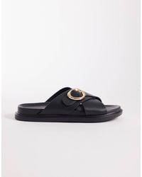 London Rebel - Raya Flat Sandals With Buckle Detail - Lyst
