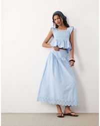 Wednesday's Girl - Wednesdays Girl Co-ord Poplin Ruffle Edged Midaxi Skirt - Lyst