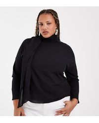 ASOS - Asos Design Curve Chiffon Scarf Detail Sheer Blouse - Lyst