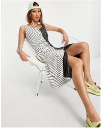 House of Holland Black & White Striped Dress With Glitter Detail