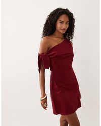 ASOS - Off Shoulder Bow Detail Mini Dress - Lyst