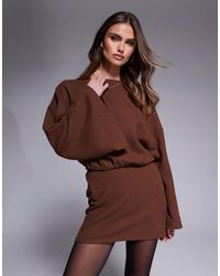 ASOS - Supersoft Wide Long Sleeve Blouson Mini Dress - Lyst