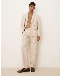 ASOS - Linen Straight Leg Suit Trousers - Lyst