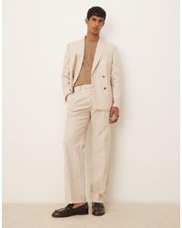 ASOS - Linen Straight Leg Suit Trousers - Lyst