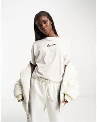 Nike - Midi swoosh - t-shirt marrone legno chiaro con logo - Lyst
