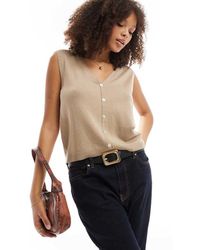Jdy - Top Reversible Sin Mangas De Punto De - Neutro - Lyst