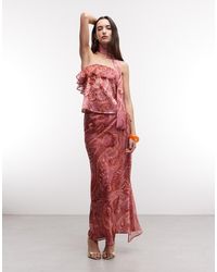 Reclaimed Vintage - Limited Edition Satin And Chiffon Mix Skirt With Ruffles - Lyst