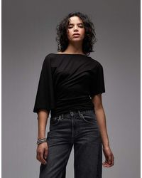 ASOS - Fallen Shoulder With Cinched Waist Top - Lyst