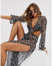 ASOS Strandbroek Met Safari-dierenprint Van Glitterjersey Mesh - Meerkleurig