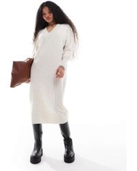 Only Petite - Knitted V Neck Maxi Dress - Lyst
