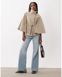Threadbare - Short Cape Trench Jacket With Funnel Neck And Belt - Lyst