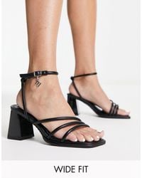 River Island - Wide Fit Strappy Sandal With Block Heel - Lyst