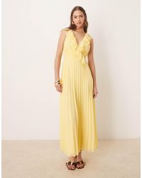 ASOS - Geplooide Midi Jurk Met Ruches En Overslag - Lyst