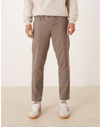 ASOS - Tailored Flannel Pull On Tapered Trousers - Lyst
