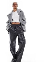 ASOS - Asos Design Tall Faux Leather Wide Leg Pull On Trousers - Lyst