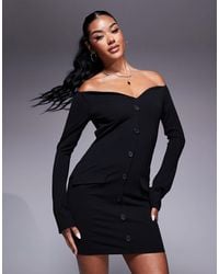 ASOS - Cold Shoulder Long Sleeve Button Down Waistcoat Mini Dress - Lyst