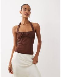ASOS - Ruched Square Neck Corset Look Halter - Lyst