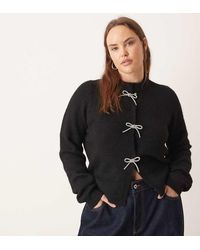 ASOS - Asos Design Curve Rhinestone Bow Front Cardigan - Lyst