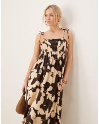 ASOS - Shirred Bust Cotton Sateen Maxi Sundress - Lyst