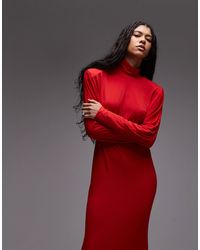 ASOS - Robe longue près du corps à col montant et manches chauve-souris - Lyst