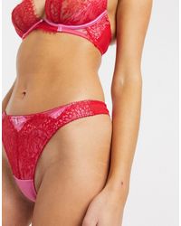 Ann Summers Lovers Spark Lace And Satin Detail Thong - Pink