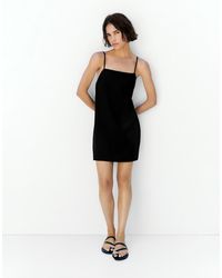 Pull&Bear - Short Strappy Dress With Linen - Lyst