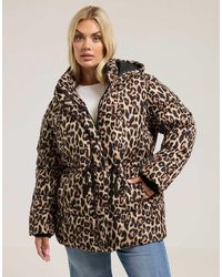 Yours Clothing - Leopard Short Padded Coat - Lyst