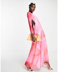 TOPSHOP Long Sleeve Maxi Dress - Pink