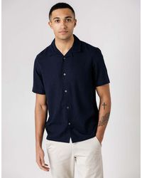 French Connection - Linen Blend Short Sleeve Revere Collar Shirt - Lyst