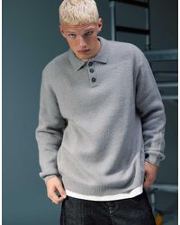 ASOS - Oversized Brushed Knitted Polo - Lyst