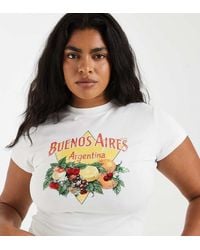 ASOS - Asos Design Curve Baby Tee With Beaded Buenos Aires Fruit Graphic - Lyst