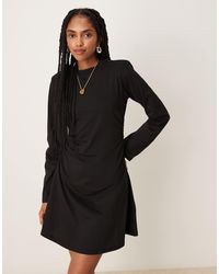 ASOS - Shoulder Pad Detail Cinched Long Sleeve Casual Mini Dress - Lyst