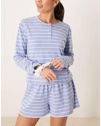 ASOS - Mix & Match Long Sleeve Henley Pajama Top - Lyst