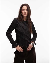 AllSaints - Nyla Ruffle Long Sleeve Top - Lyst