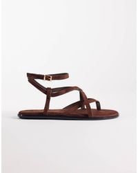 SEQWL - – flache riemchen-sandalen aus wildlederimitat - Lyst