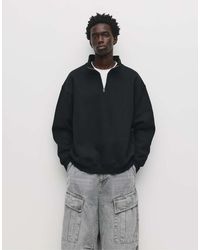 Pull&Bear - Basic Sweatshirt Met Kwartrits - Lyst