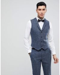 ASOS Asos Slim Suit Waistcoat - Blue