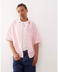 Collusion - Camicia Squadrata Vestibilità Skate Rosa A Righe - Lyst