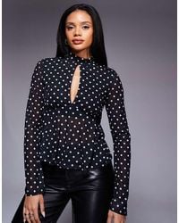 ASOS - Floaty Mesh Flare Sleeve Top With Tie Back Detail - Lyst