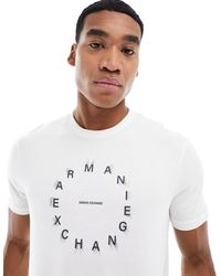 Armani Exchange - T-shirt avec logo circulaire manuscrit sur la poitrine - cassé - Lyst