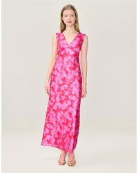 OMNES - Dresses Nova Floral Satin Midi Dress With Open Back - Lyst