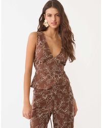 Stradivarius - Top en lin mélangé avec broderies - Lyst