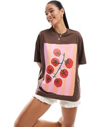 ASOS - Oversized Tee With Tomato Graphic - Lyst
