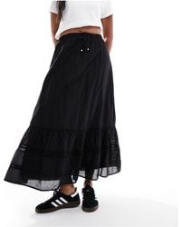 Cotton On - Cotton On Maxi Prairie Skirt With Lace Trim Detail - Lyst