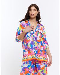 River Island - Abstract Print Oversized Beach Shirt - Lyst