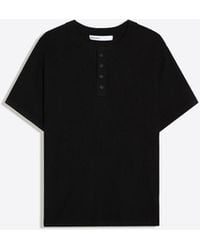 Bershka - Short-sleeve Slim-fit Henley Collar T-shirt - Lyst